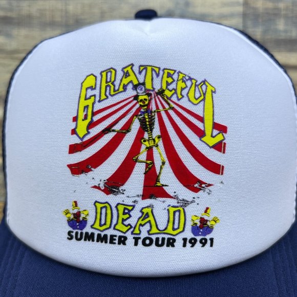 The Grateful Dead Mens Trucker Hat Navy Snapback 1991 Tour Baseball Hat Jam Band - Picture 2 of 7